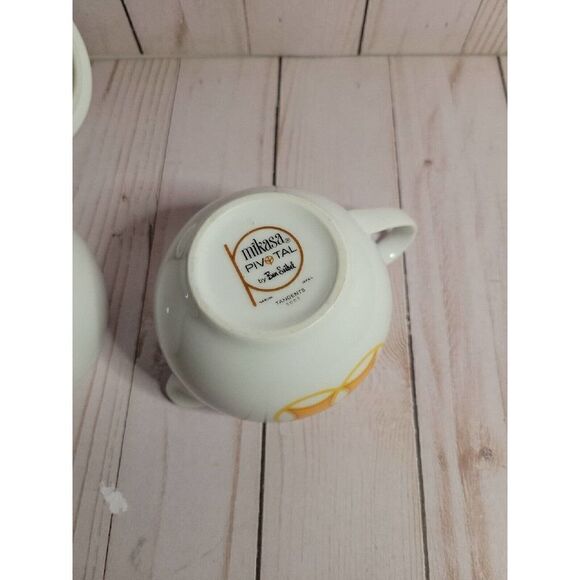 Mid Mod MIKASA PIVOTAL TANGENTS ORANGE Sugar Bowl & Lid CREAMER Ben Seibel VTG - Picture 10 of 11